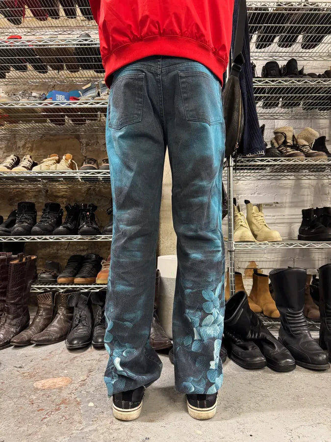 FW2000 Roberto Cavalli Blue Floral Spectrum Ocean Pants (S) ZcoGOiH 10