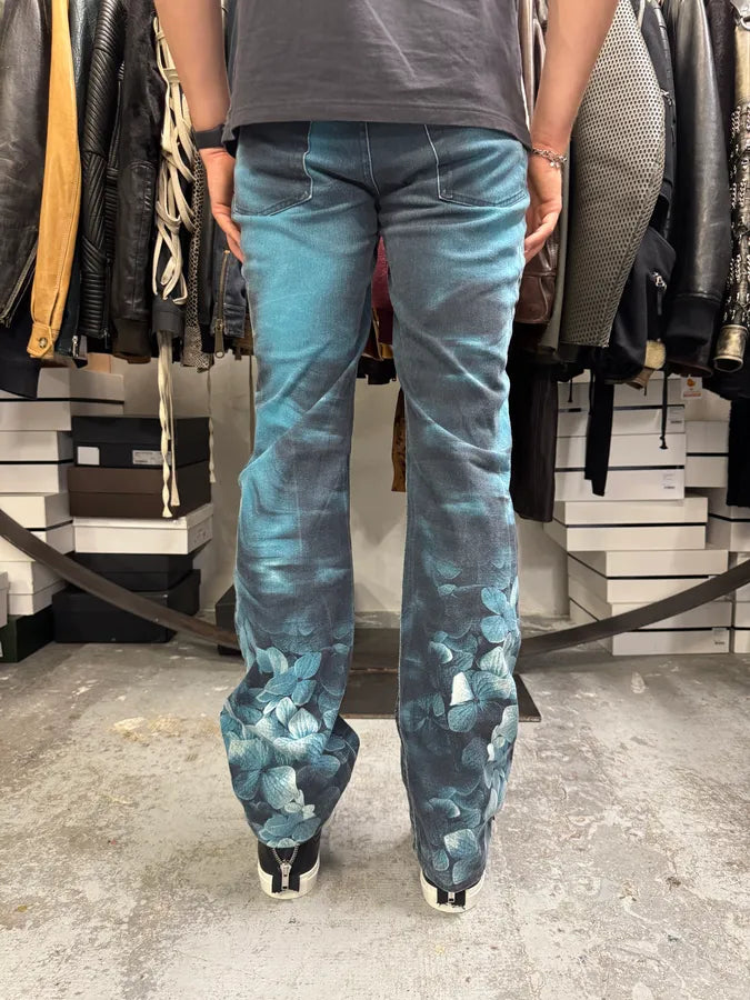 FW2000 Roberto Cavalli Blue Flowers Spectrum Pants florkfY 4