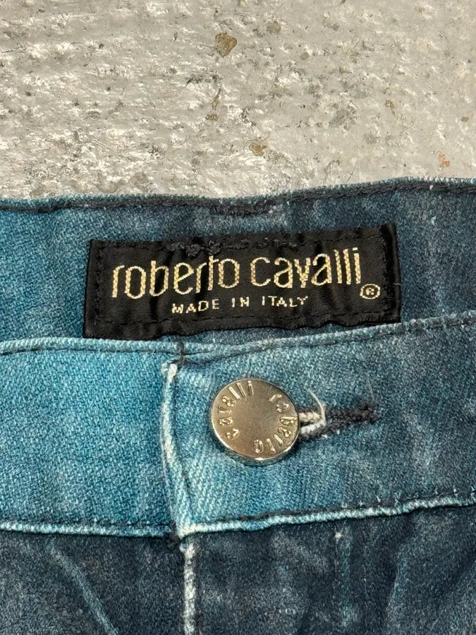 FW2000 Roberto Cavalli Blue Flowers Spectrum Pants florkfY 9