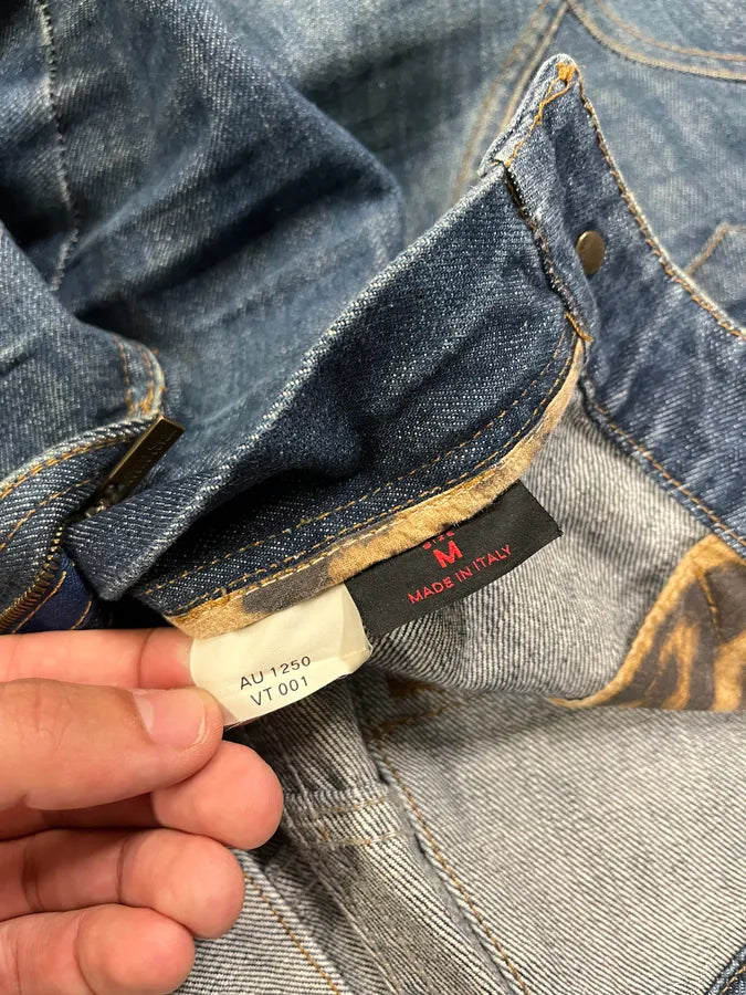 FW2000 Roberto Cavalli Blue Royal Biker Denim Jeans fFOMcPq 12