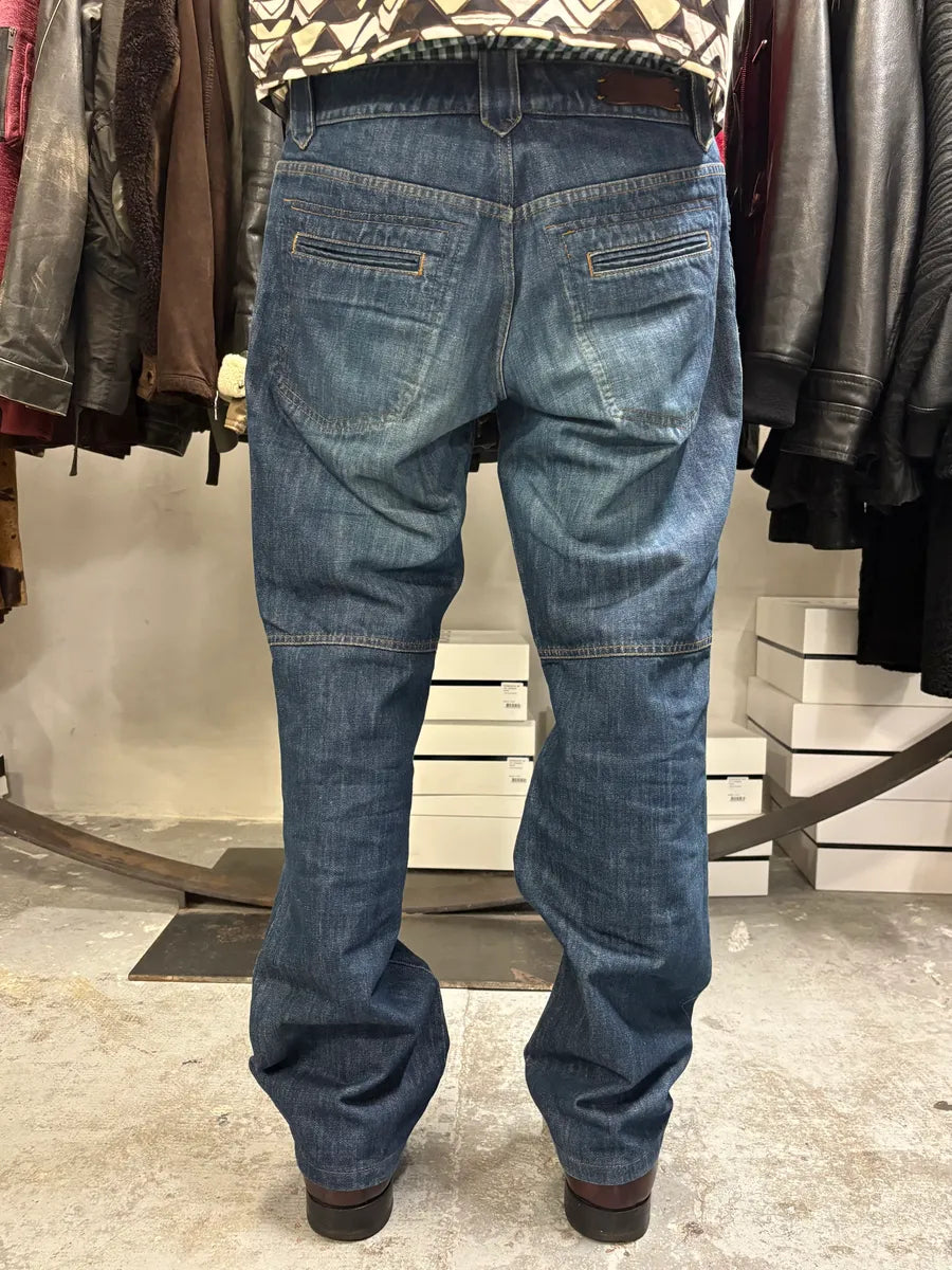 FW2000 Roberto Cavalli Blue Royal Biker Denim Jeans fFOMcPq 4