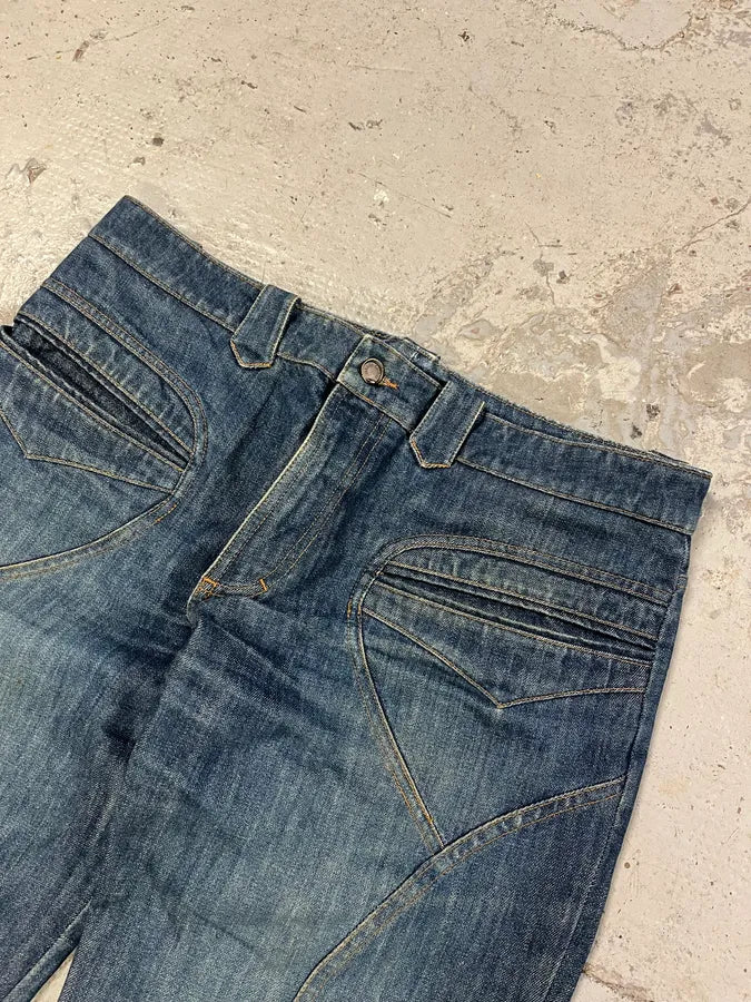 FW2000 Roberto Cavalli Blue Royal Biker Denim Jeans fFOMcPq 5