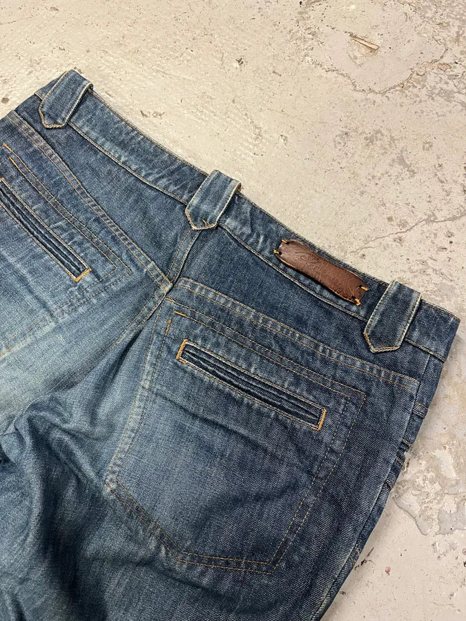 FW2000 Roberto Cavalli Blue Royal Biker Denim Jeans fFOMcPq 8