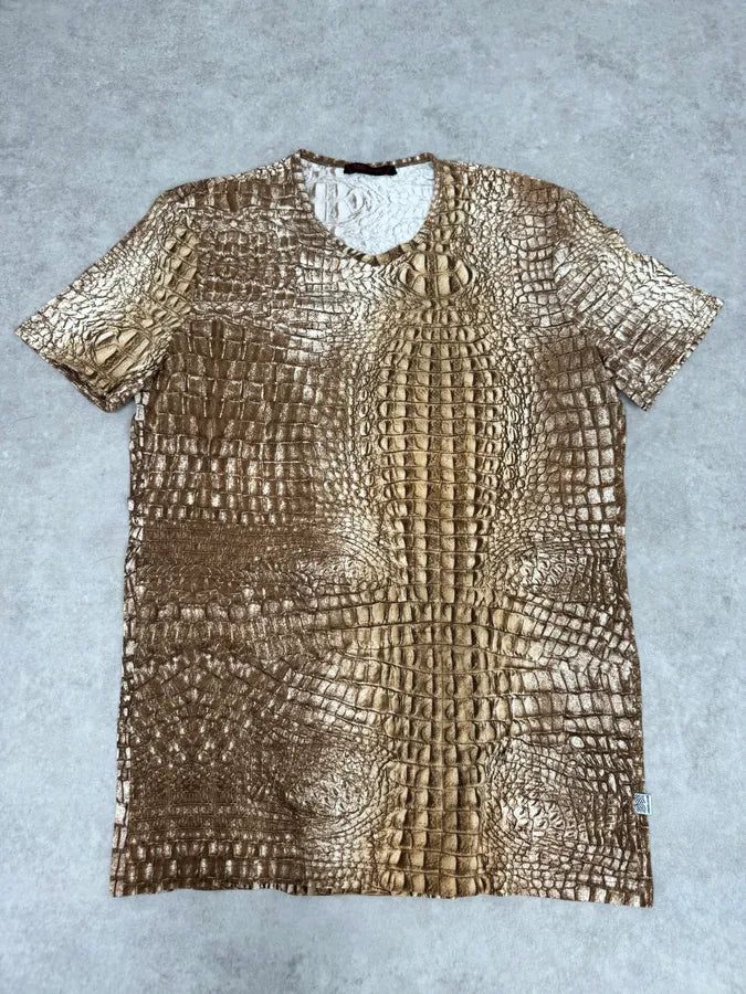 FW2000 Roberto Cavalli Brown Crocodile T-Shirt UrvwAcW 0