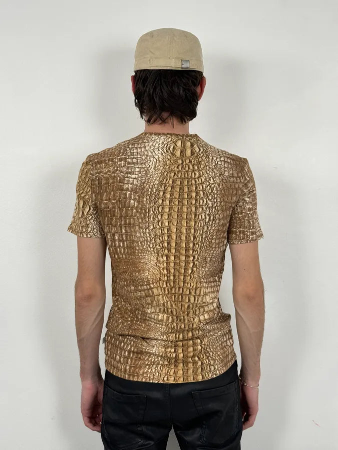FW2000 Roberto Cavalli Brown Crocodile T-Shirt UrvwAcW 2