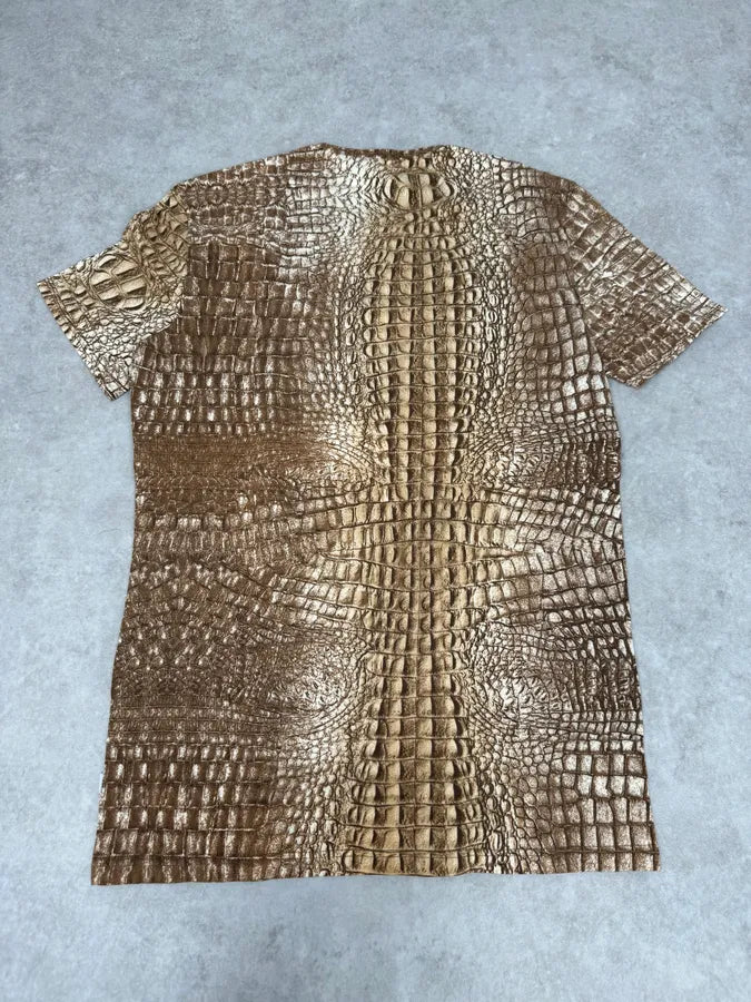 FW2000 Roberto Cavalli Brown Crocodile T-Shirt UrvwAcW 3