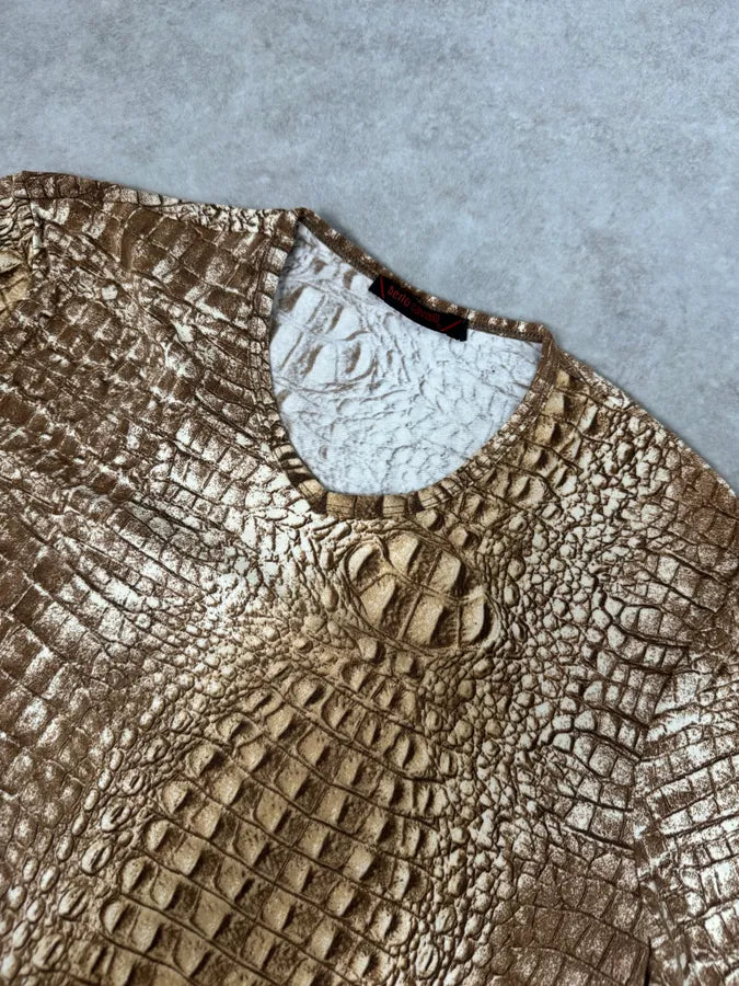 FW2000 Roberto Cavalli Brown Crocodile T-Shirt UrvwAcW 4