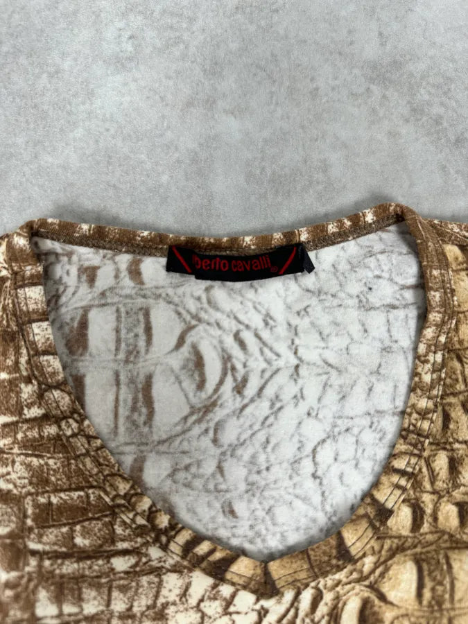 FW2000 Roberto Cavalli Brown Crocodile T-Shirt UrvwAcW 6