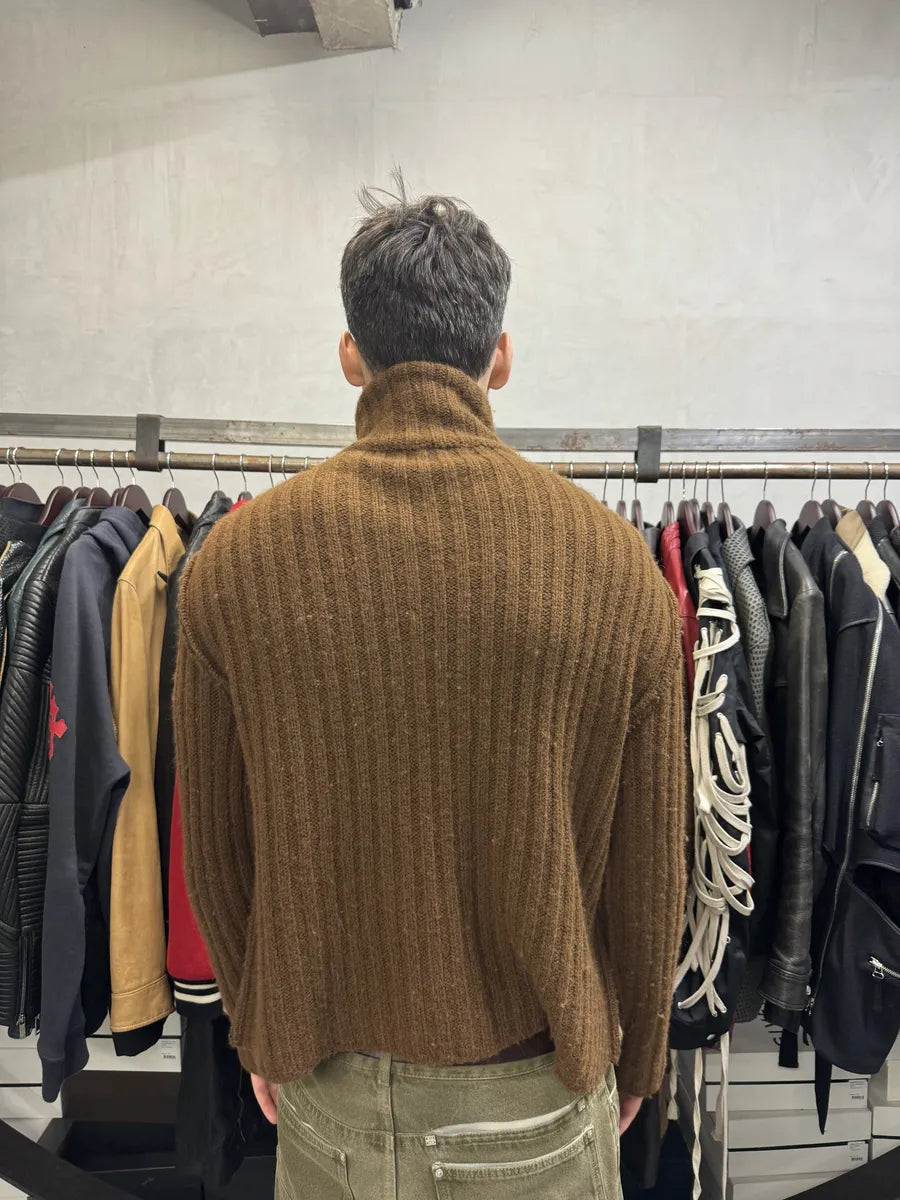 FW2000 Roberto Cavalli Brown Pony Hair Wool Zip-up Sweater BIUojSi 5