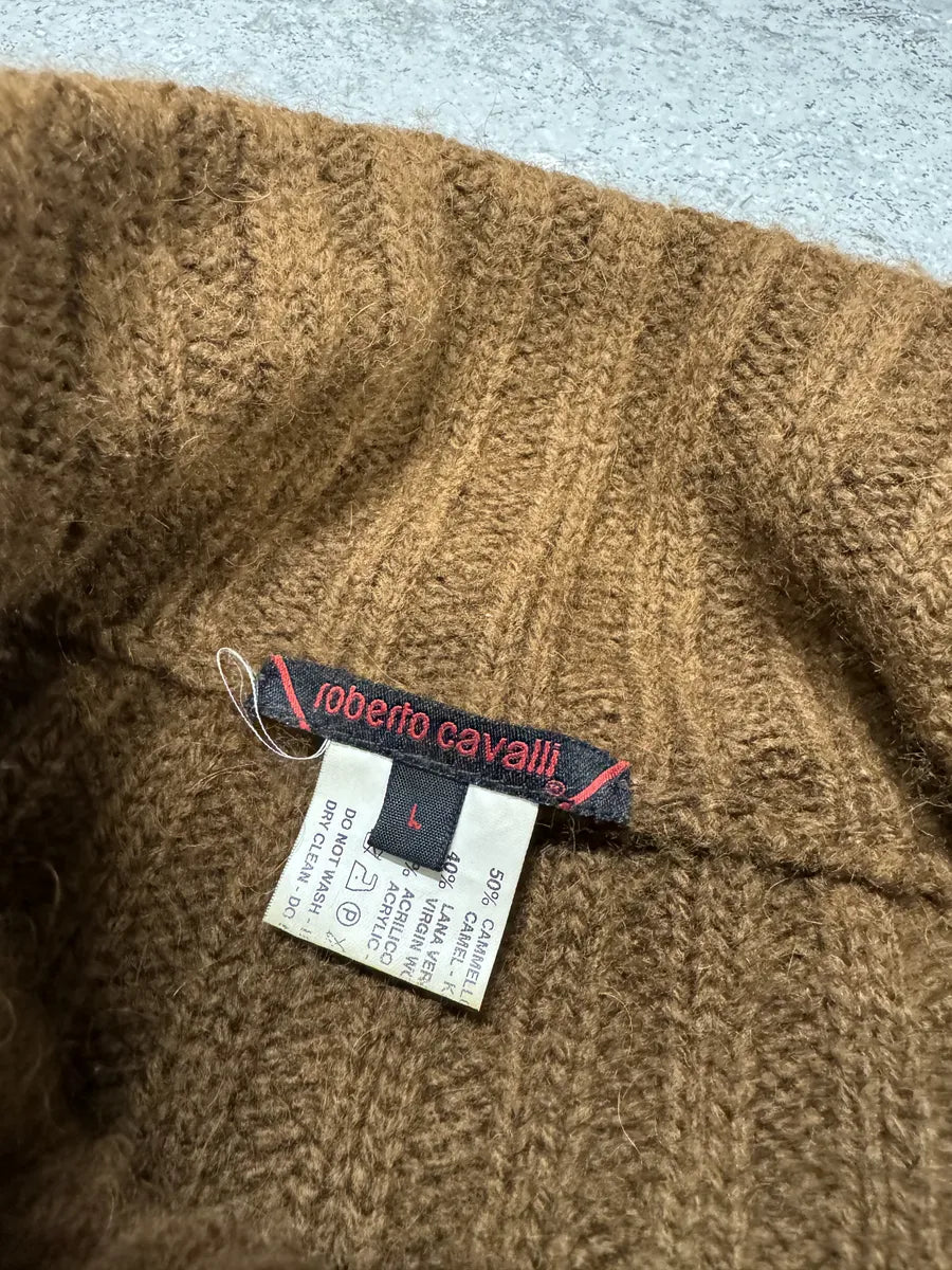 FW2000 Roberto Cavalli Brown Pony Hair Wool Zip-up Sweater BIUojSi 8