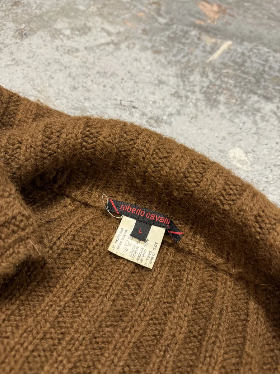 FW2000 Roberto Cavalli Brown Pony Hair Wool Zip-up Sweater BIUojSi 9