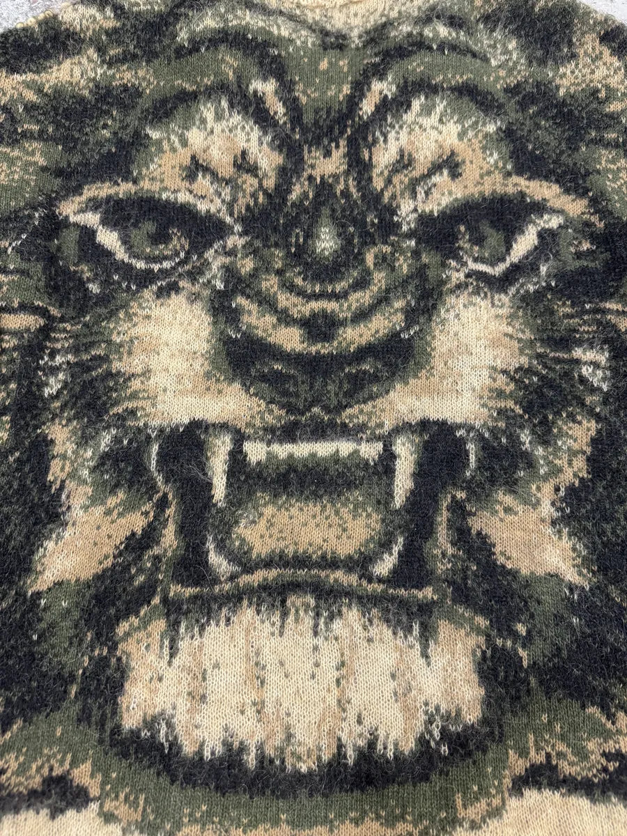 FW2000 Roberto Cavalli Camel Wool Tiger Back Zip-up Sweater BLdjpWK 3
