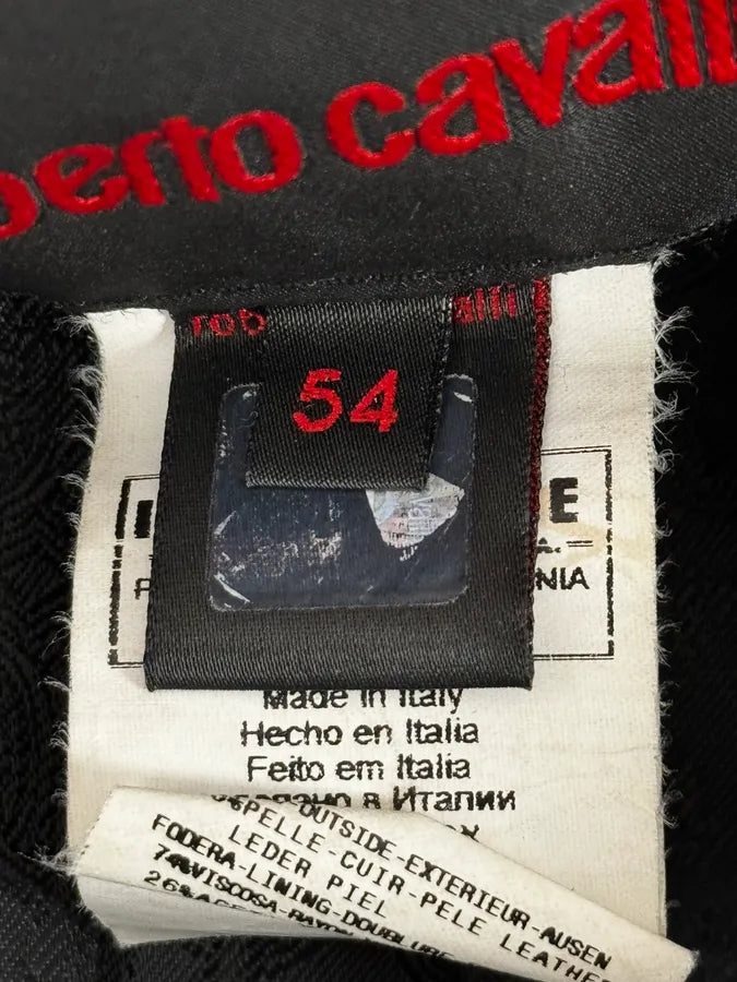 FW2000 Roberto Cavalli Crocodile Effect Black Leather Jacket mMEOjfW 12