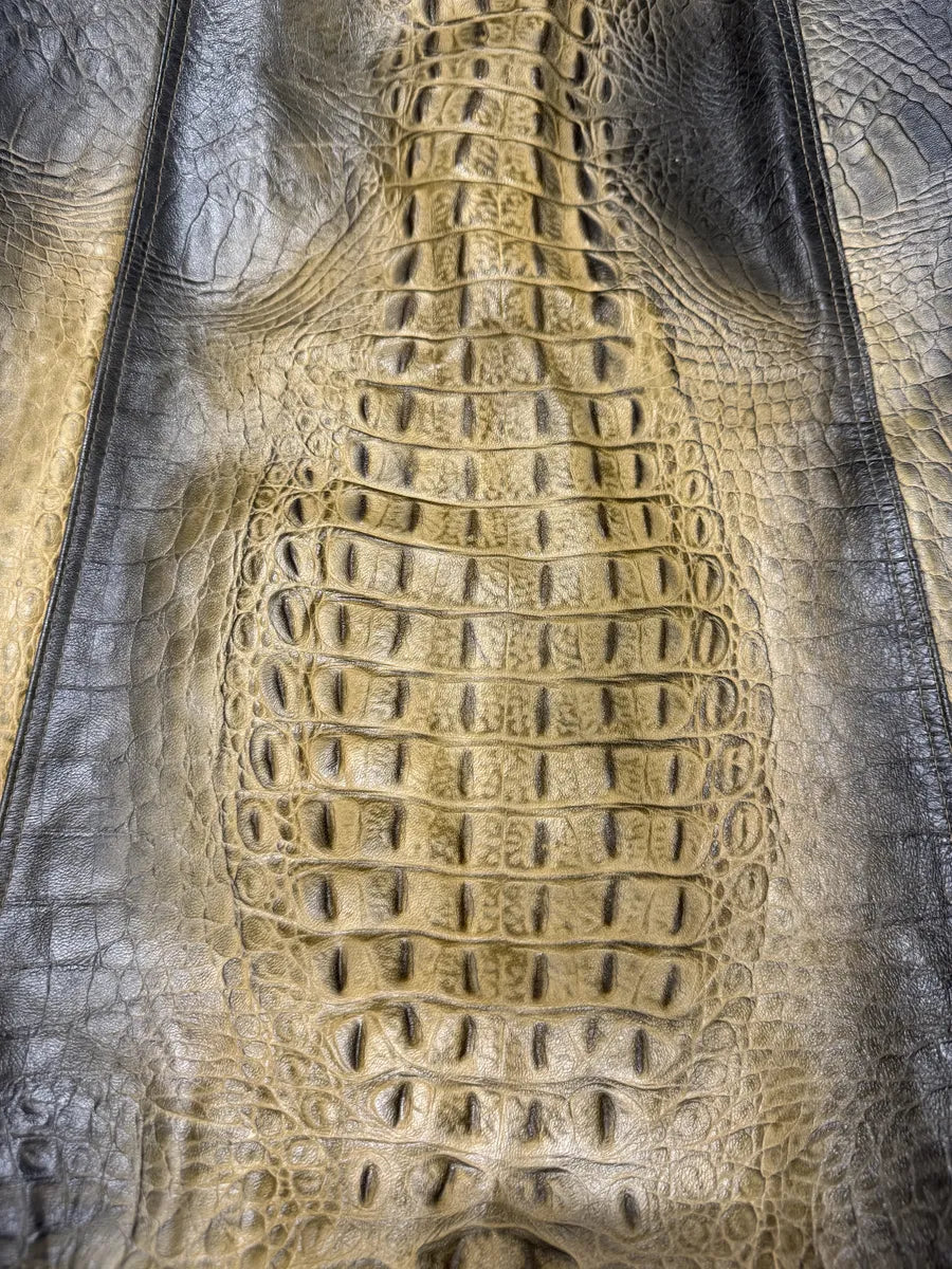 FW2000 Roberto Cavalli Crocodile Effect Embossed Leather Trench Coat (M) zMGythN 10