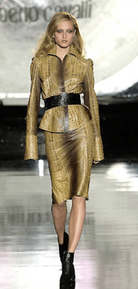 FW2000 Roberto Cavalli Crocodile Effect Embossed Leather Trench Coat (M) zMGythN 2