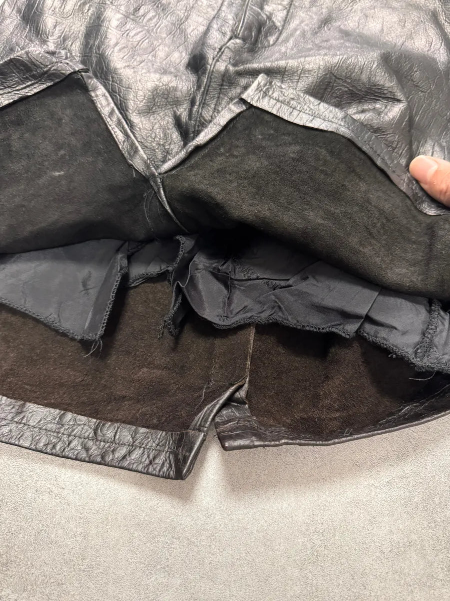 FW2000 Roberto Cavalli Crocodile Effect Leather Black Skirt (S) mMbJmrr 10