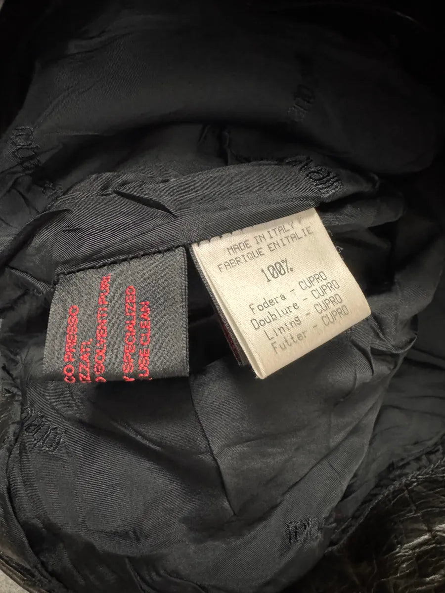 FW2000 Roberto Cavalli Crocodile Effect Leather Black Skirt (S) mMbJmrr 8