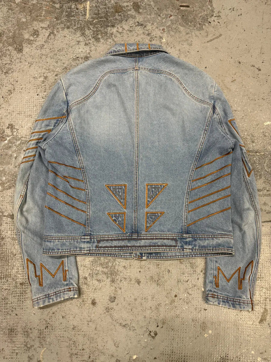 FW2000 Roberto Cavalli Embroidered Blue Denim Jacket odBWebw 1