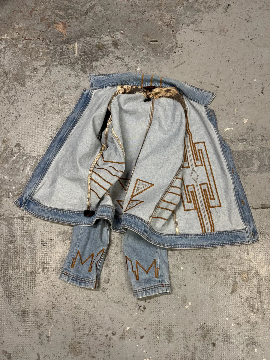 FW2000 Roberto Cavalli Embroidered Blue Denim Jacket odBWebw 3