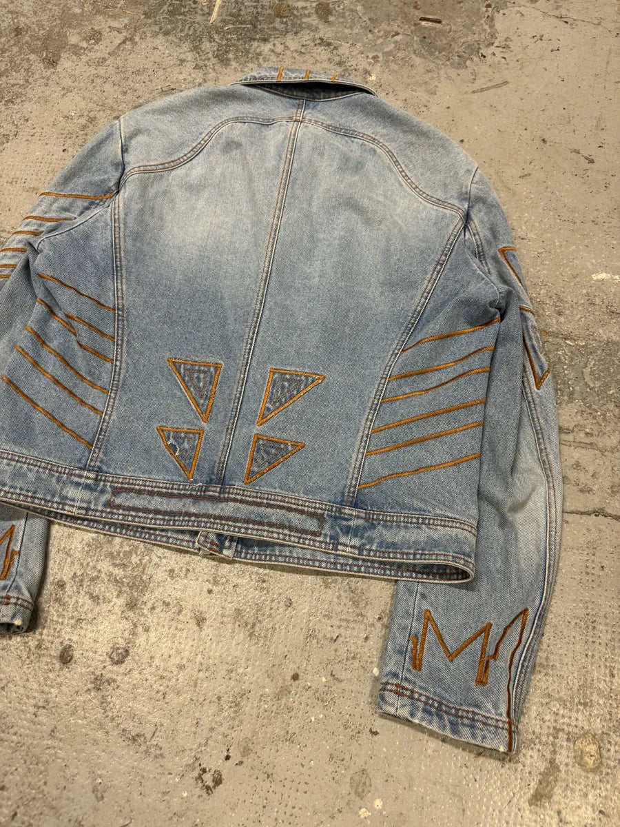 FW2000 Roberto Cavalli Embroidered Blue Denim Jacket odBWebw 4