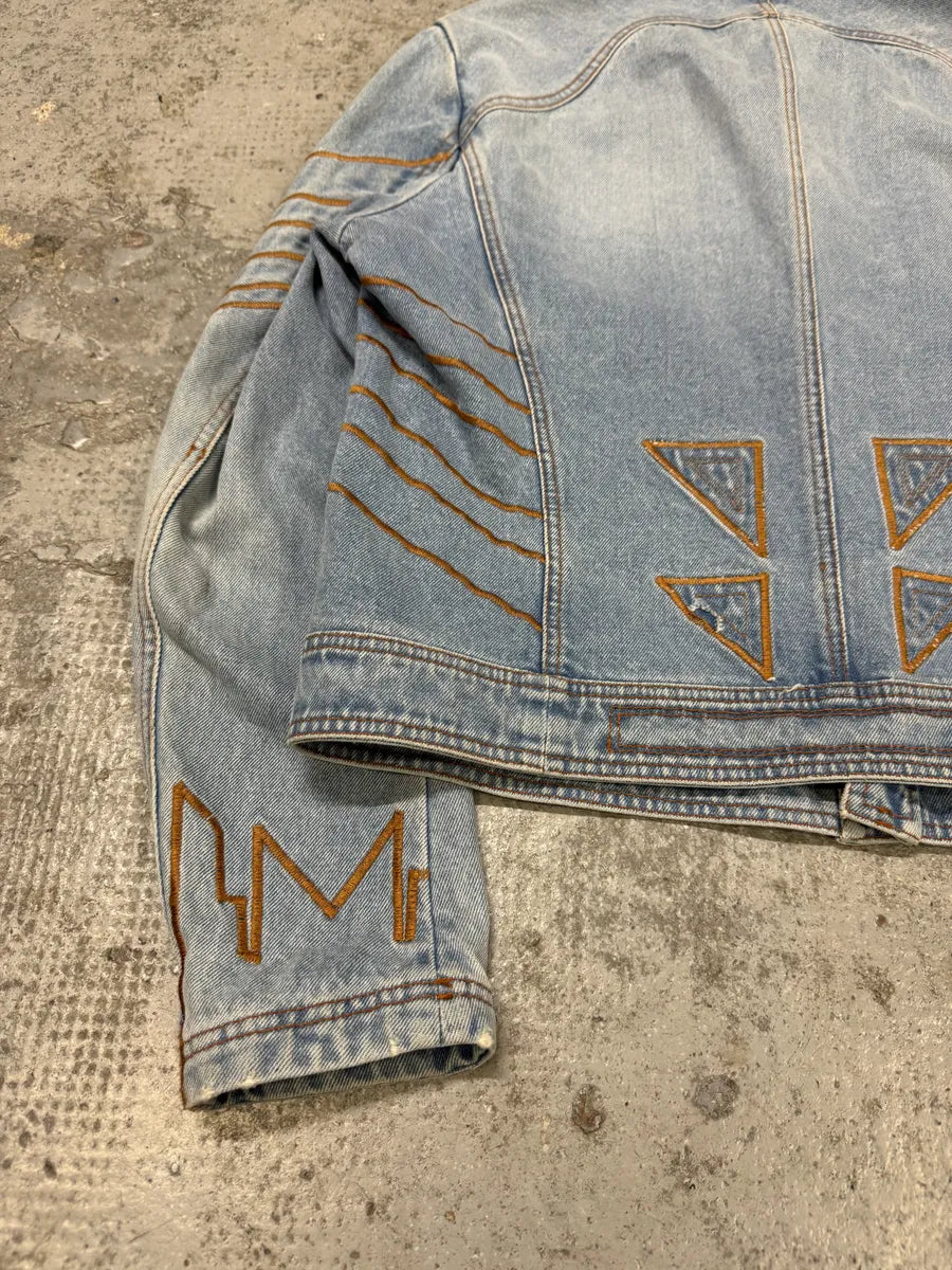 FW2000 Roberto Cavalli Embroidered Blue Denim Jacket odBWebw 5