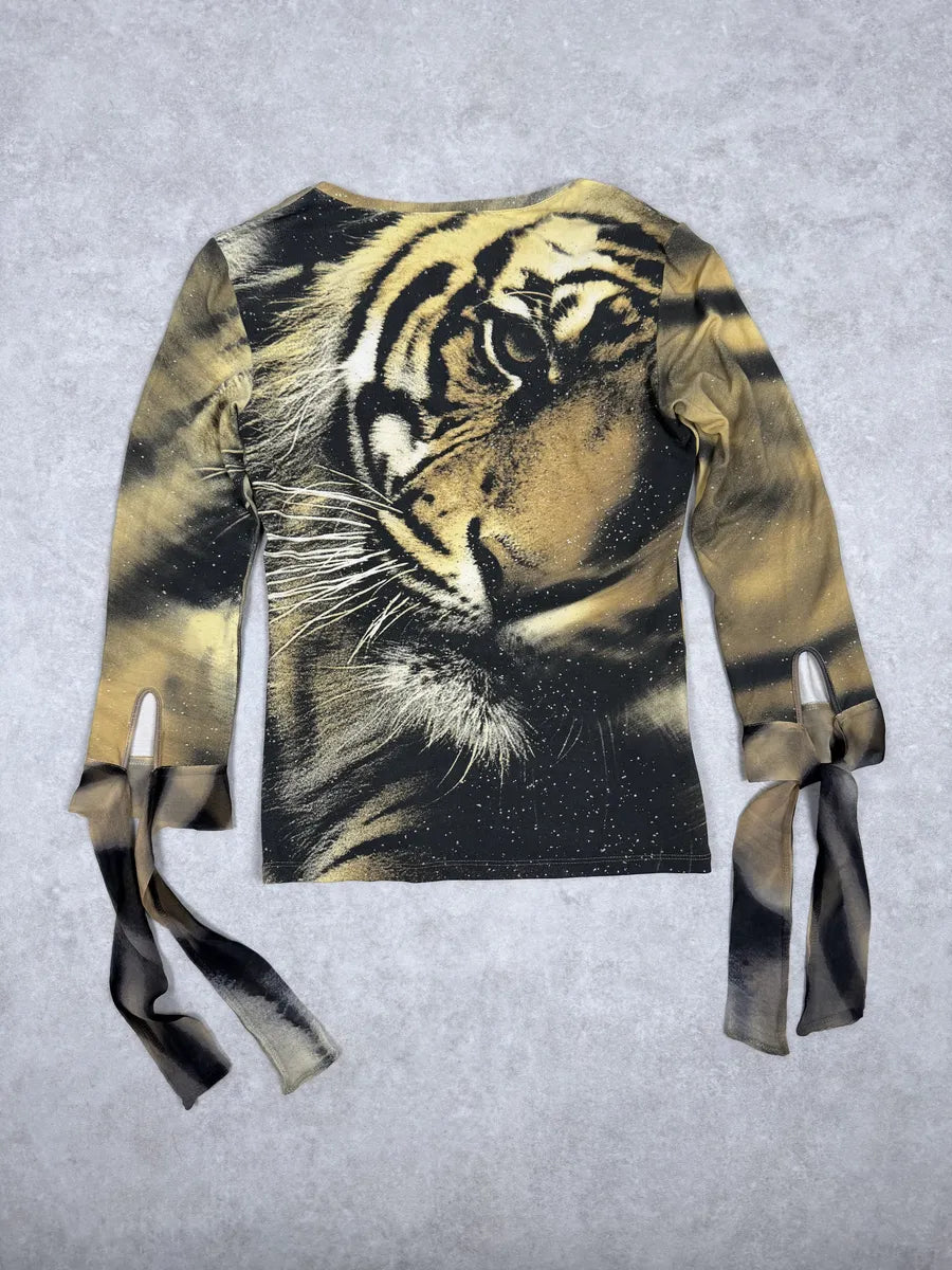 FW2000 Roberto Cavalli Gold Glamour Tiger Top wZYuubS 0