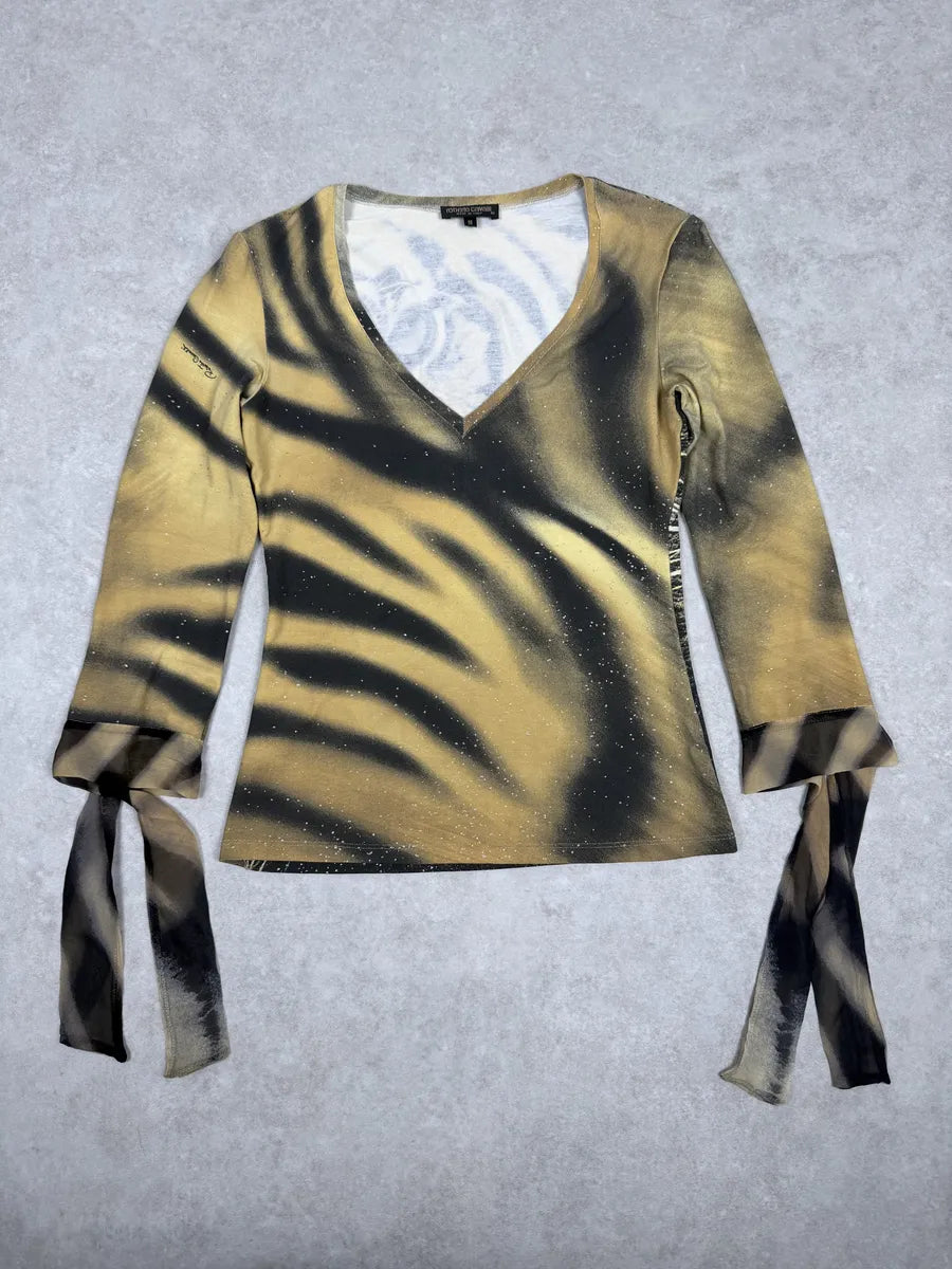 FW2000 Roberto Cavalli Gold Glamour Tiger Top wZYuubS 3