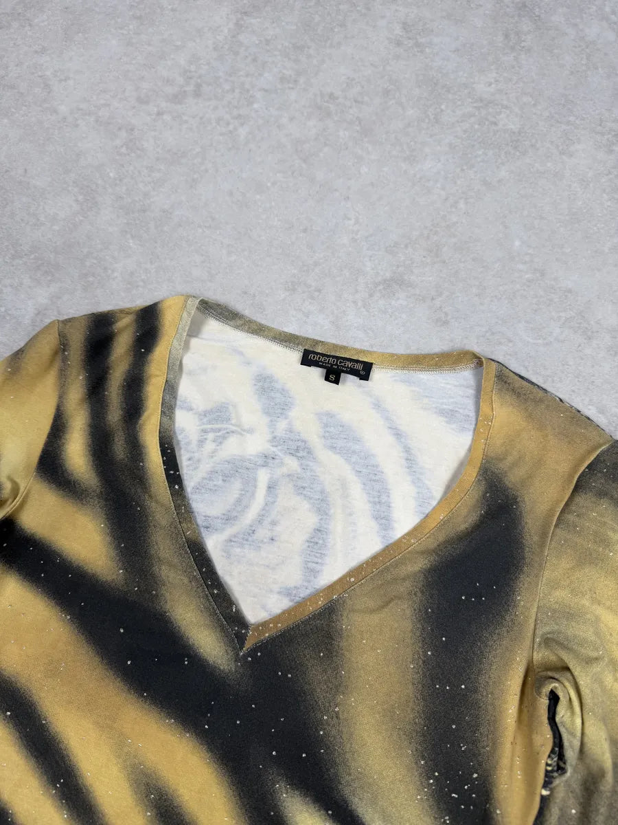FW2000 Roberto Cavalli Gold Glamour Tiger Top wZYuubS 7
