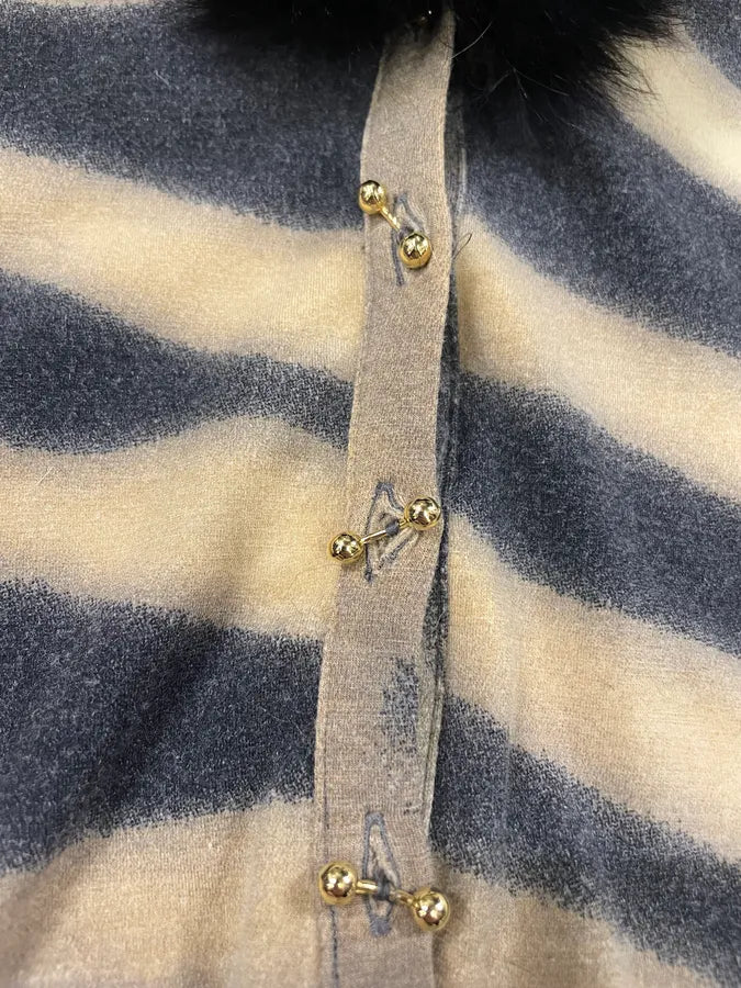 FW2000 Roberto Cavalli Gold Tiger Savage Fur Cardigan (XS/S) 6
