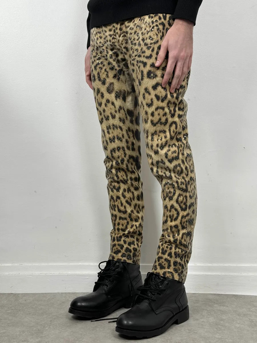 FW2000 Roberto Cavalli Leopard Print Slim Signature Pants vKPGPuH 3