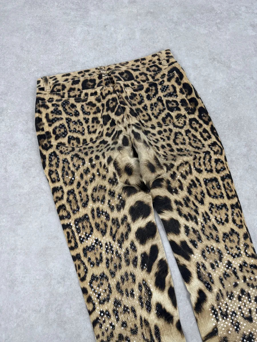 FW2000 Roberto Cavalli Leopard Print Slim Signature Pants vKPGPuH 6