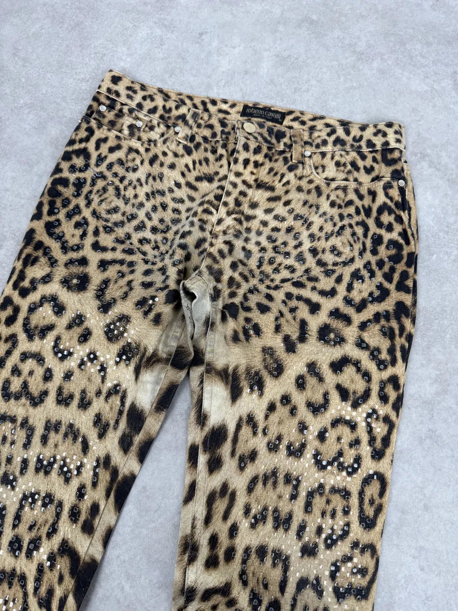 FW2000 Roberto Cavalli Leopard Print Slim Signature Pants vKPGPuH 9