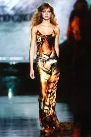FW2000 Roberto Cavalli Orange Silk Tiger Maxi Dress dHaIUac 1