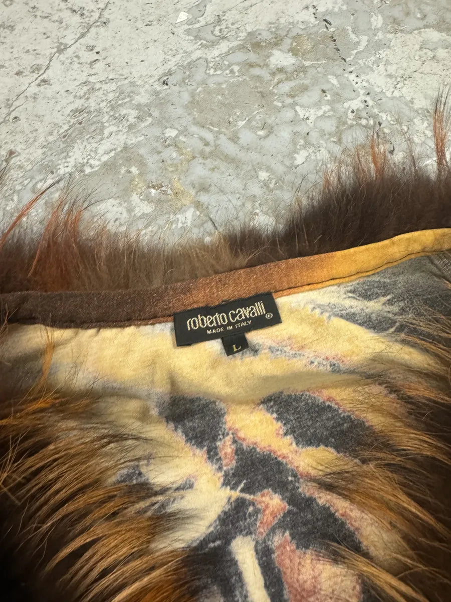 FW2000 Roberto Cavalli Orange Tiger Fur Collar Cardigan BkNGGQQ 10