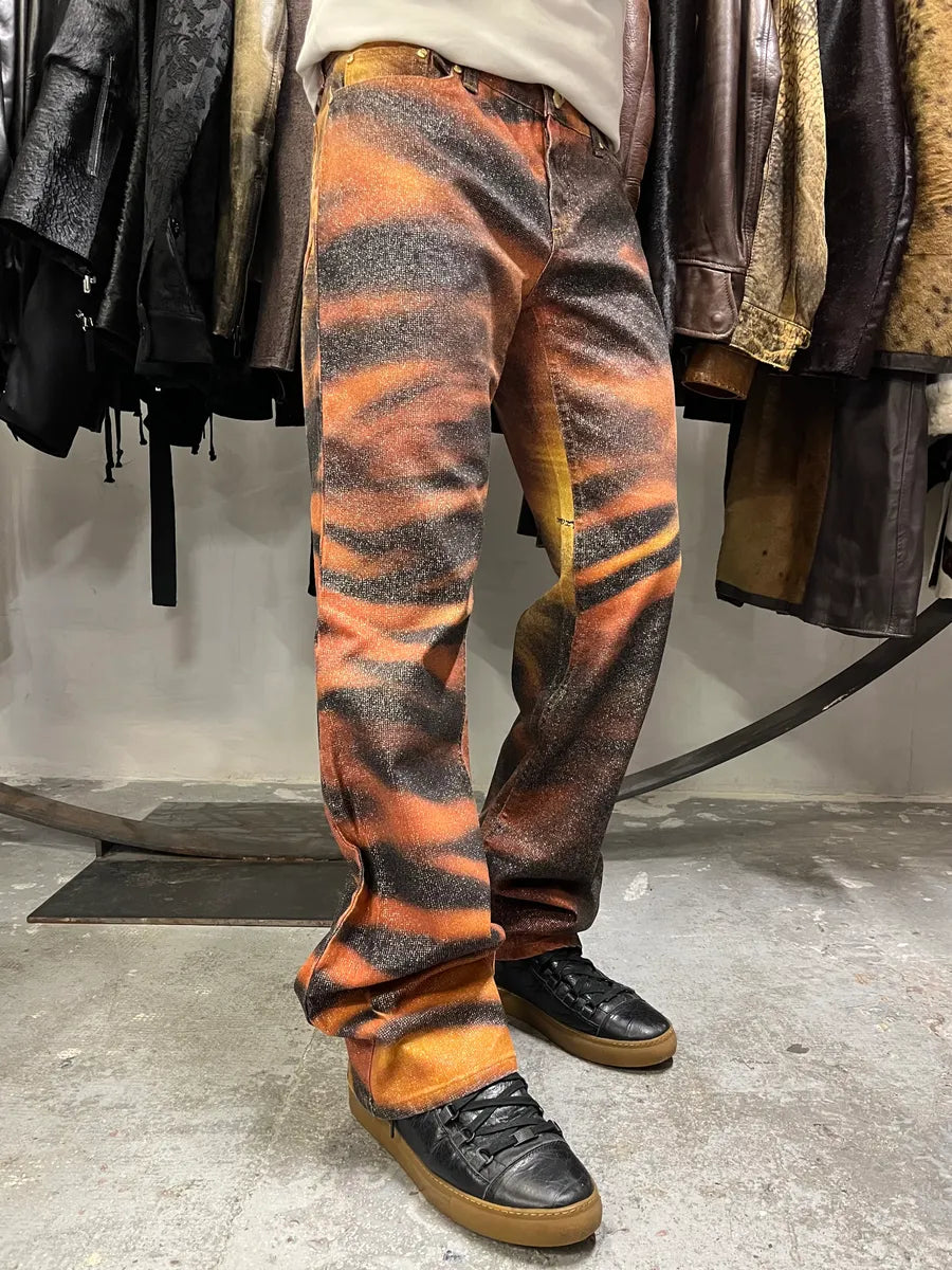 FW2000 Roberto Cavalli Orange Tiger Savage Pants (L) 1