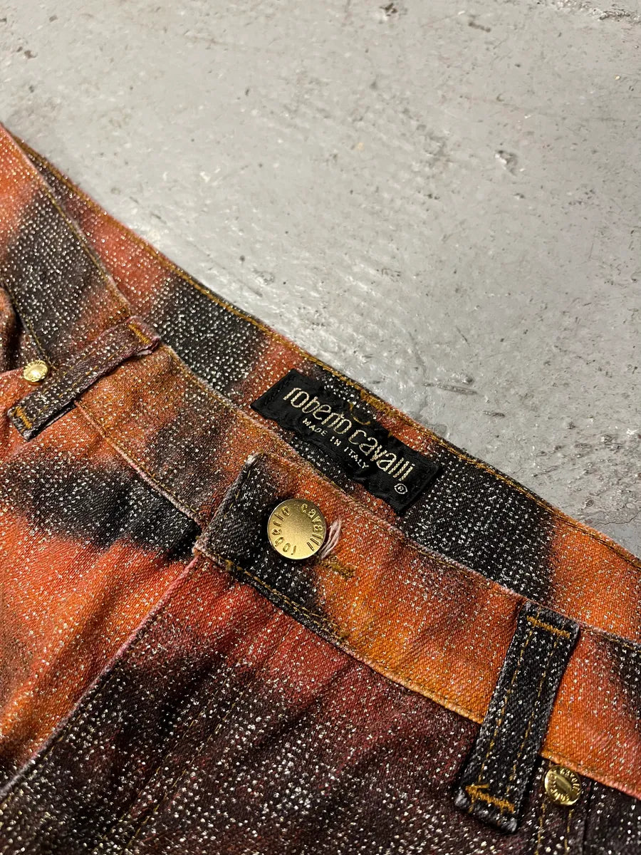 FW2000 Roberto Cavalli Orange Tiger Savage Pants (L) 10