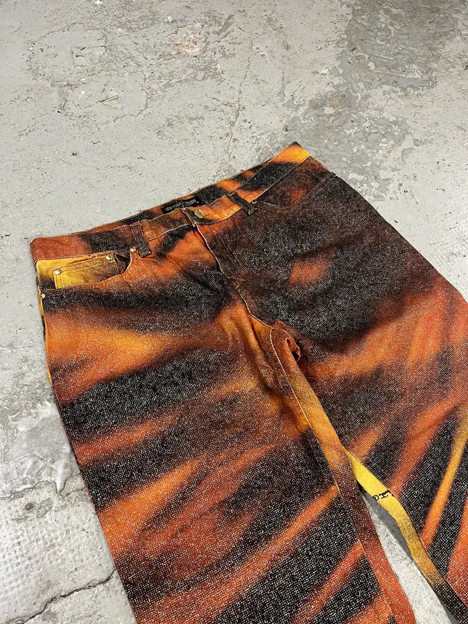 FW2000 Roberto Cavalli Orange Tiger Savage Pants (L) 12