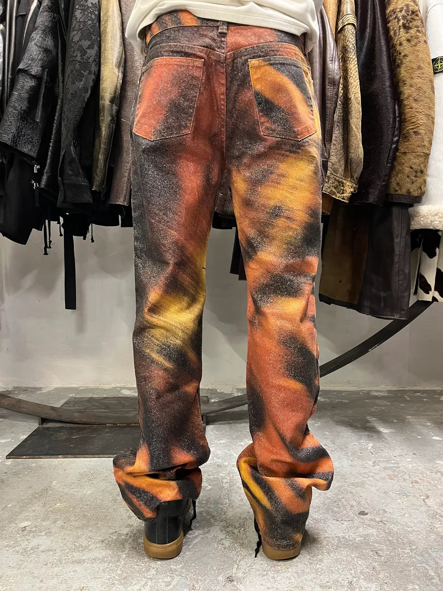 FW2000 Roberto Cavalli Orange Tiger Savage Pants (L) 2