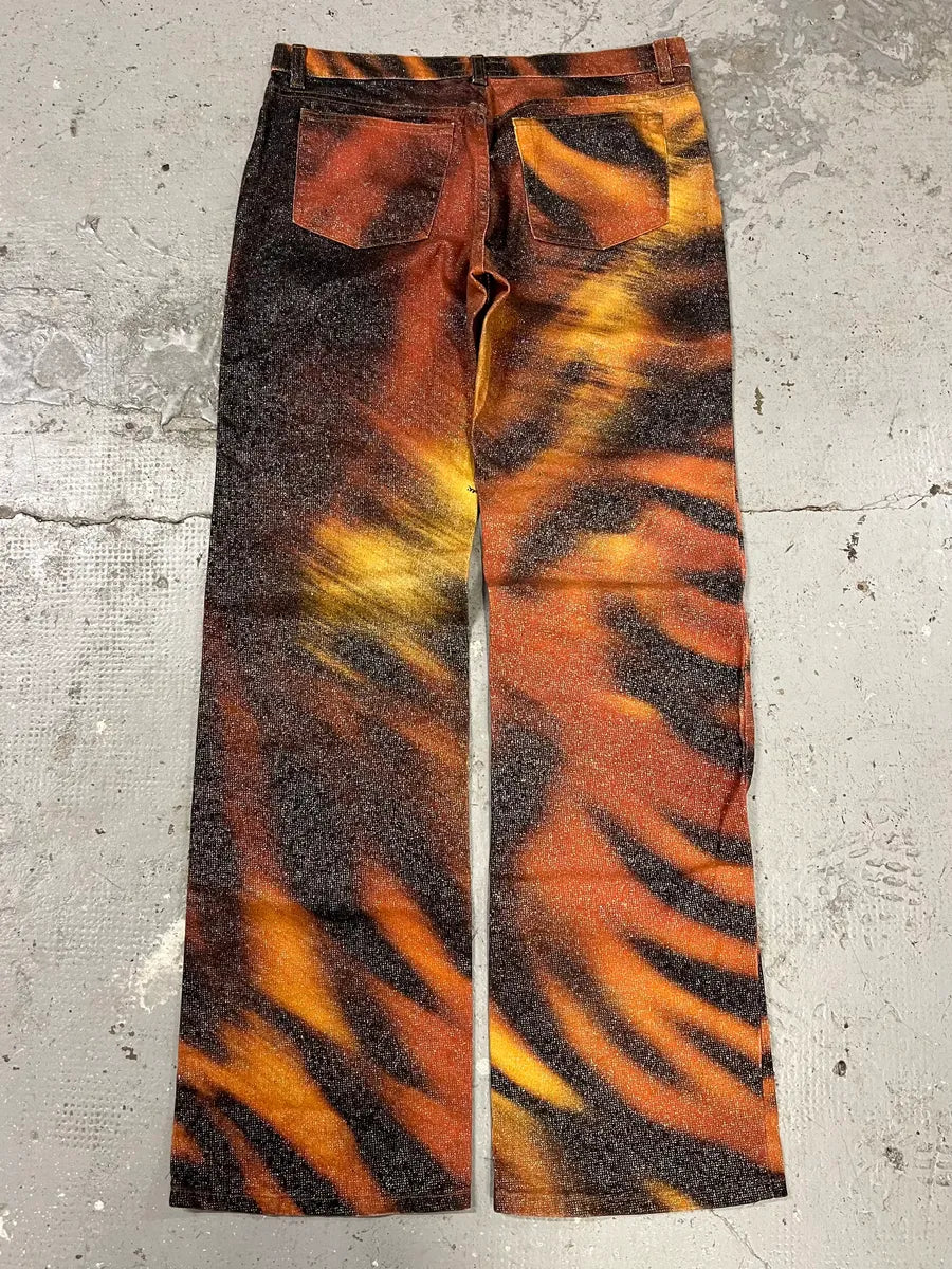 FW2000 Roberto Cavalli Orange Tiger Savage Pants (L) 5