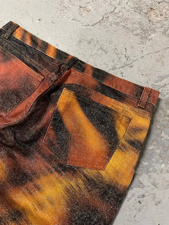 FW2000 Roberto Cavalli Orange Tiger Savage Pants (L) 6