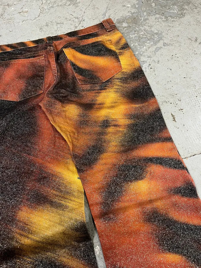 FW2000 Roberto Cavalli Orange Tiger Savage Pants (L) 7