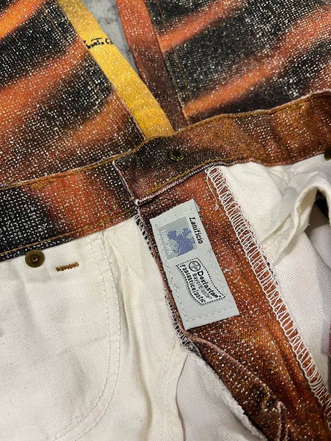 FW2000 Roberto Cavalli Orange Tiger Savage Pants (L) 8