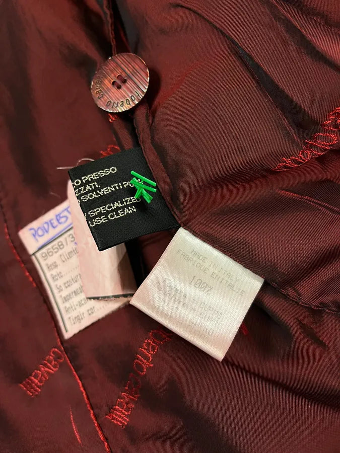 FW2000 Roberto Cavalli Red Crocodile Embossed Leather Trench Coat gMSUGra 9