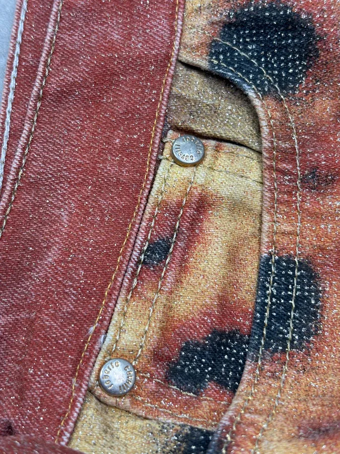 FW2000 Roberto Cavalli Rust Guava Red Glitter Jeans DWrbIwL 7