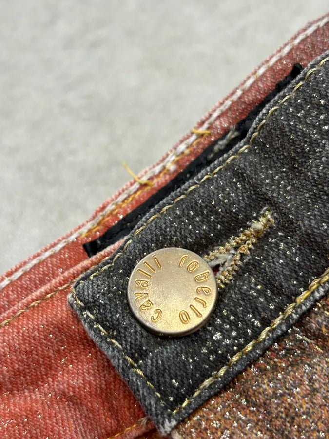 FW2000 Roberto Cavalli Rust Guava Red Glitter Jeans DWrbIwL 8