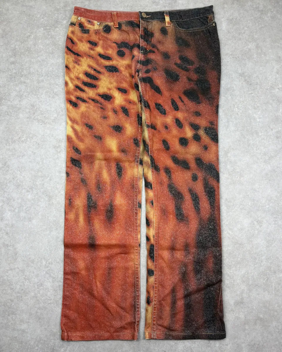 FW2000 Roberto Cavalli Rust Guava Red Glitter Jeans DWrbIwL 0