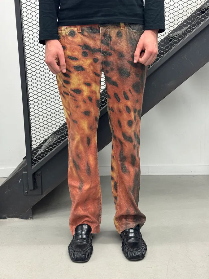 FW2000 Roberto Cavalli Rust Guava Red Glitter Jeans DWrbIwL 1
