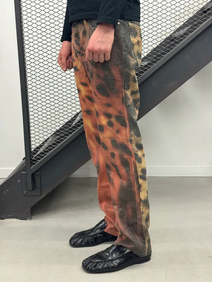 FW2000 Roberto Cavalli Rust Guava Red Glitter Jeans DWrbIwL 2