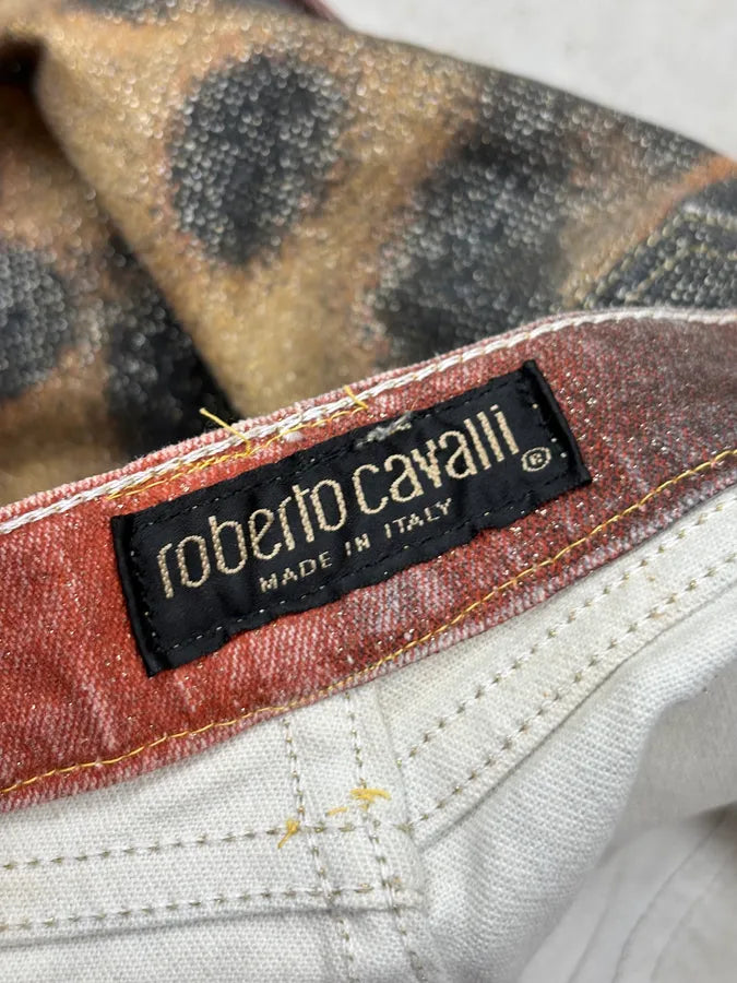 FW2000 Roberto Cavalli Rust Guava Red Glitter Jeans DWrbIwL 10