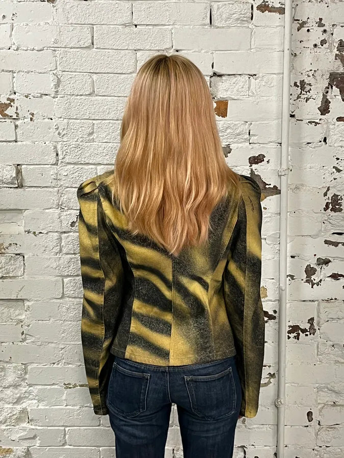 FW2000 Roberto Cavalli Savage Black & Yellow Blazer Jacket tsWGUCn 2